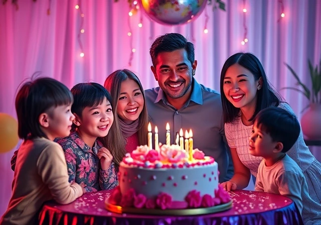 Parents celebrating their wedding anniversary with a family dinner.