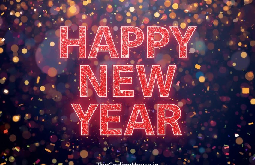 Happy New Year Wishes Australia with summer fireworks and beach celebration