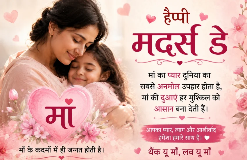 Happy Mother’s Day Quotes in Hindi 2026 emotional mother and daughter love image with Hindi wishes