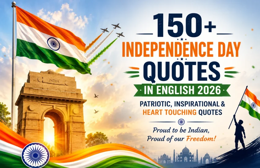 150+ Independence Day Quotes in English 2026 with Indian flag and patriotic 15 August theme