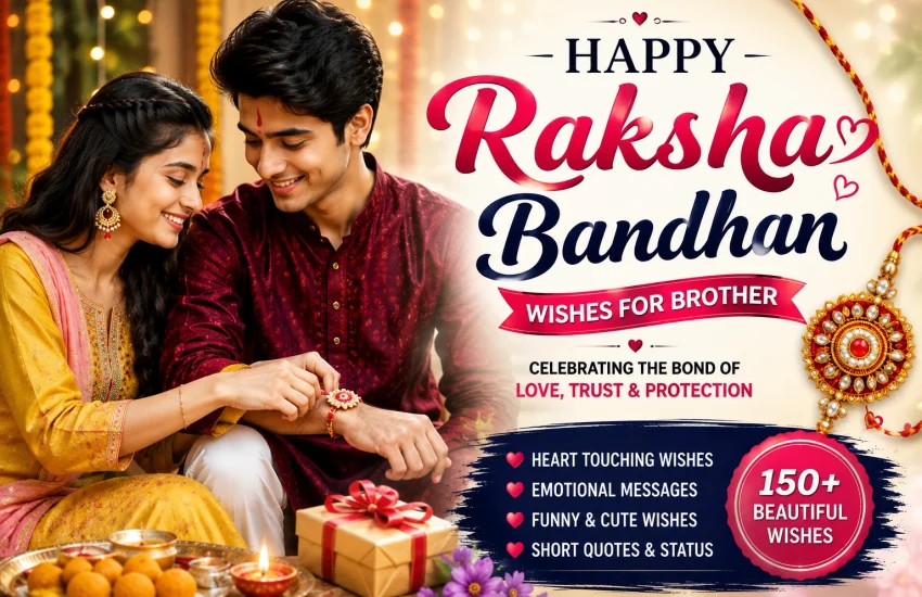 150+ Happy Raksha Bandhan Wishes for Brother 2026 with brother and sister celebrating Rakhi